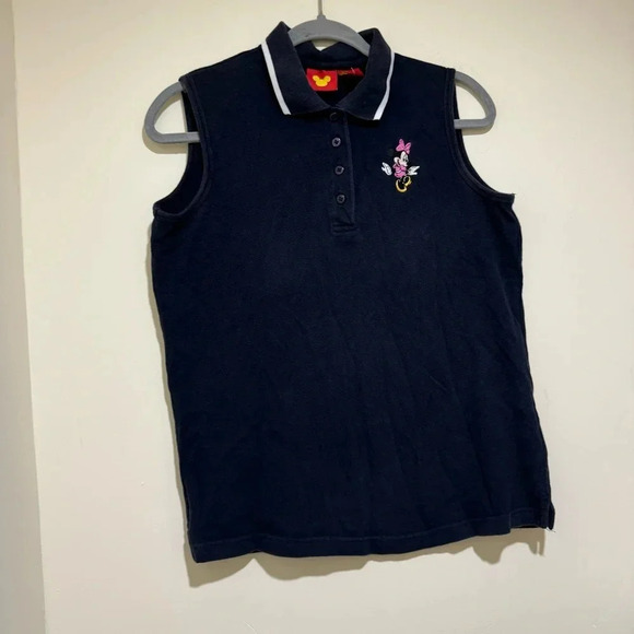 Women’s  Disney Brand Vintage 90’s Minnie Mouse Collared Navy Tank Top Size: M - Picture 3 of 15